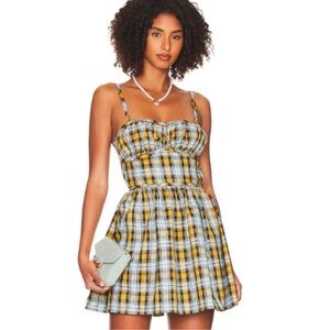 Marjorie LE Plaid Yellow and Blue Dress
